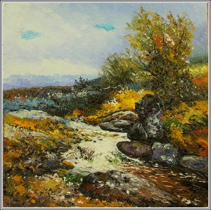 Картина Горный ручей / Масло и холст / Хохорь А.Ю. / ручей камни горы источник